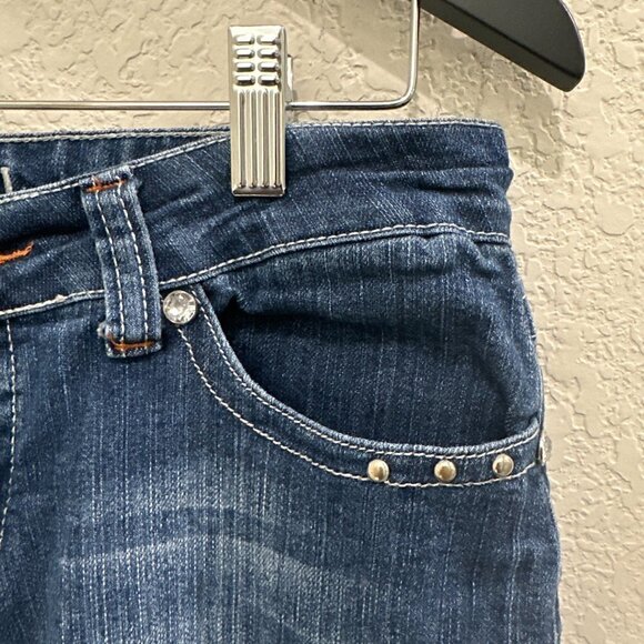 Rich Girl Women's Blue Raw Hem Jeans With Bling On Back Pocket Size 9 - Picture 9 of 12